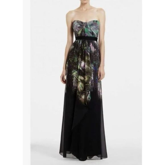 BCBG Maxazria Tae Strapless Silk Maxi Dress - Size 6 - Black - Picture 1 of 10